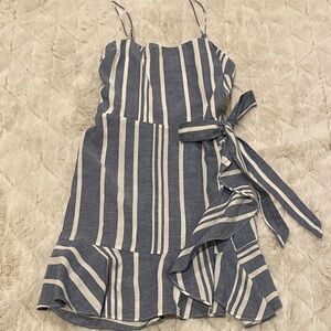 Express Blue and White Striped Casual Dress